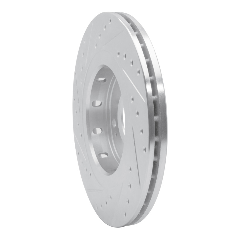 Mitsubishi Outlander PHEV Brake Rotor (1) - Front Right - R1 Concepts - Drilled & Slotted - Silver - `05-`22